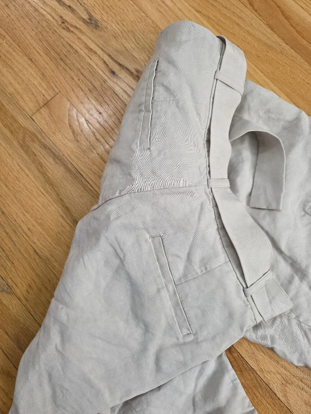 Banana Republic High Rise Linen Tencel Cropped Taper Belted Barrel Pants 2P